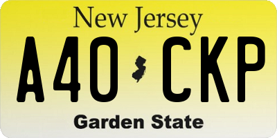 NJ license plate A40CKP