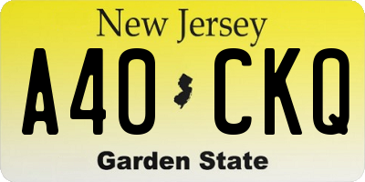 NJ license plate A40CKQ
