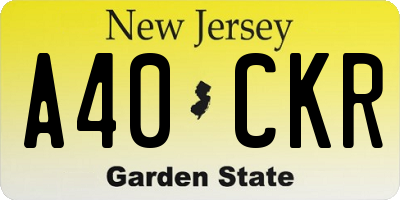 NJ license plate A40CKR