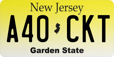 NJ license plate A40CKT