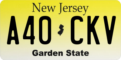 NJ license plate A40CKV
