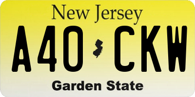 NJ license plate A40CKW