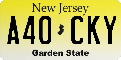 NJ license plate A40CKY