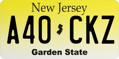 NJ license plate A40CKZ