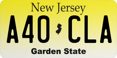 NJ license plate A40CLA