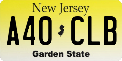 NJ license plate A40CLB