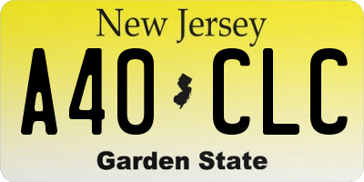 NJ license plate A40CLC