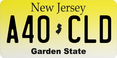 NJ license plate A40CLD