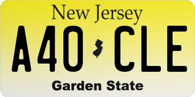 NJ license plate A40CLE