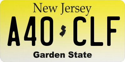 NJ license plate A40CLF