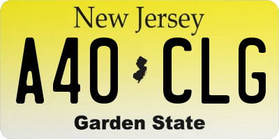 NJ license plate A40CLG