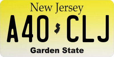 NJ license plate A40CLJ