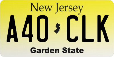 NJ license plate A40CLK
