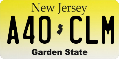 NJ license plate A40CLM