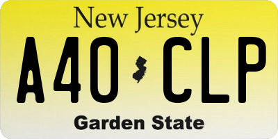 NJ license plate A40CLP