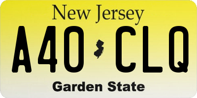 NJ license plate A40CLQ