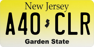 NJ license plate A40CLR