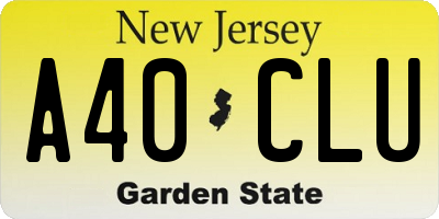 NJ license plate A40CLU