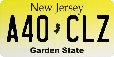 NJ license plate A40CLZ
