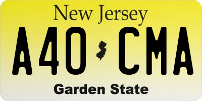 NJ license plate A40CMA