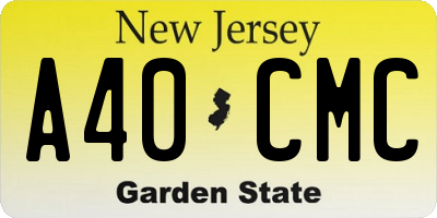 NJ license plate A40CMC