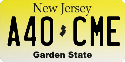 NJ license plate A40CME
