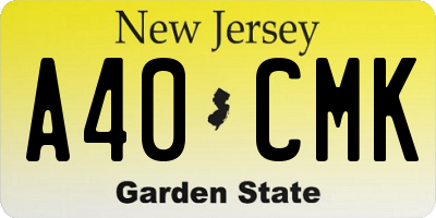 NJ license plate A40CMK