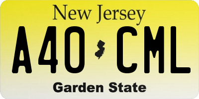 NJ license plate A40CML