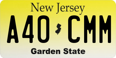 NJ license plate A40CMM