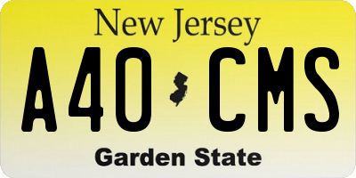 NJ license plate A40CMS