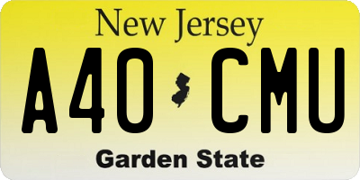 NJ license plate A40CMU