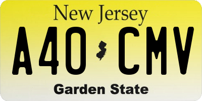 NJ license plate A40CMV