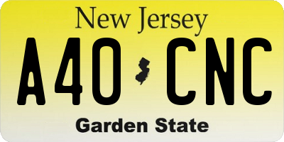 NJ license plate A40CNC