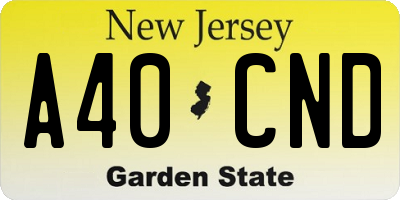NJ license plate A40CND