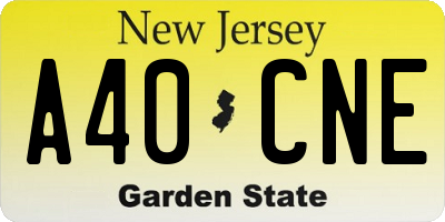 NJ license plate A40CNE