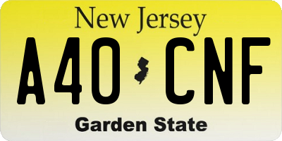 NJ license plate A40CNF