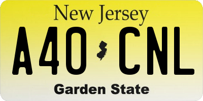 NJ license plate A40CNL