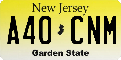 NJ license plate A40CNM