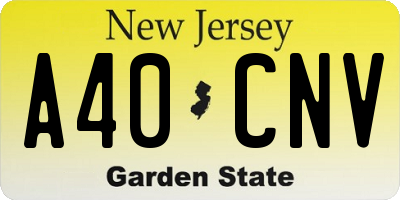 NJ license plate A40CNV