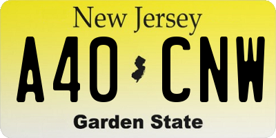 NJ license plate A40CNW