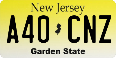NJ license plate A40CNZ