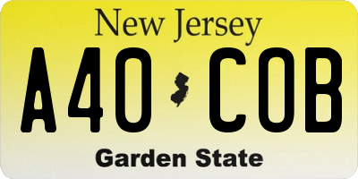 NJ license plate A40COB