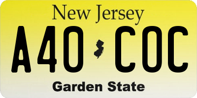 NJ license plate A40COC