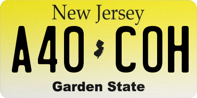 NJ license plate A40COH