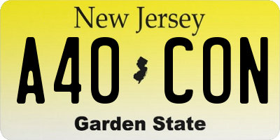 NJ license plate A40CON