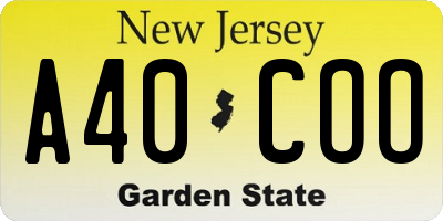 NJ license plate A40COO