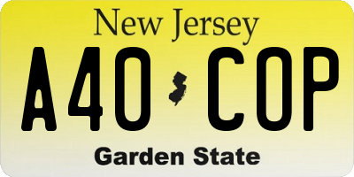 NJ license plate A40COP