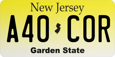 NJ license plate A40COR