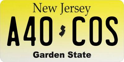 NJ license plate A40COS