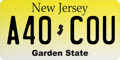 NJ license plate A40COU